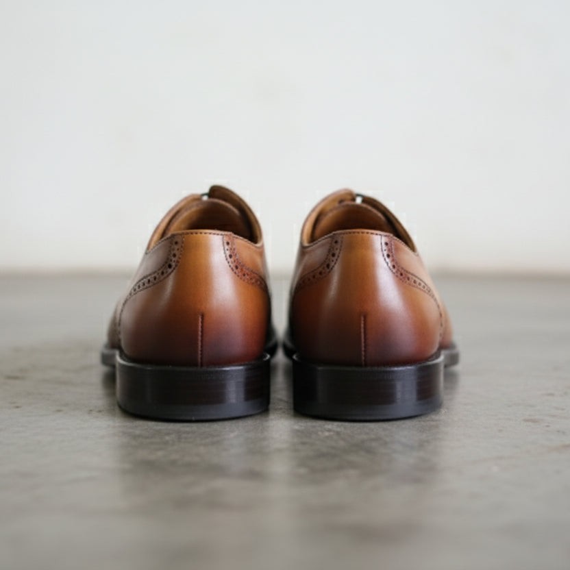 Handmade Men Tan Brown Dress Shoes, Men Brown Leather Brogue Oxfords Shoes US 10.5 / Brown / D
