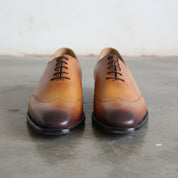 Handcrafted Men’s Tan Brown Leather Brogue Oxford Dress Shoes