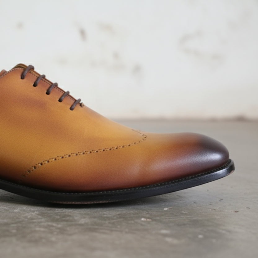 Handcrafted Men’s Tan Brown Leather Brogue Oxford Dress Shoes