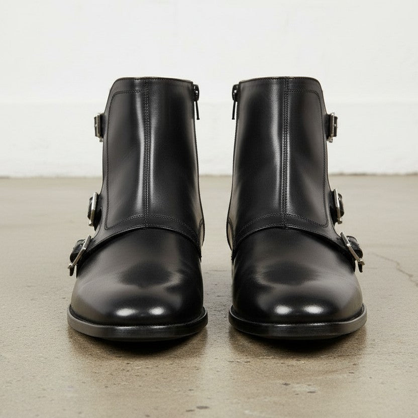 Handmade Men Leather Boot, Men's Leather Ankle High Boot, Leather Boot