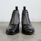 Handmade Men's Two Tone Formal Boot, Button Up Boot, Cap Toe Ankle Boot