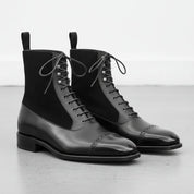 Handmade Men's Leather Suede Lace Up Brogue Dress Ankle Boots