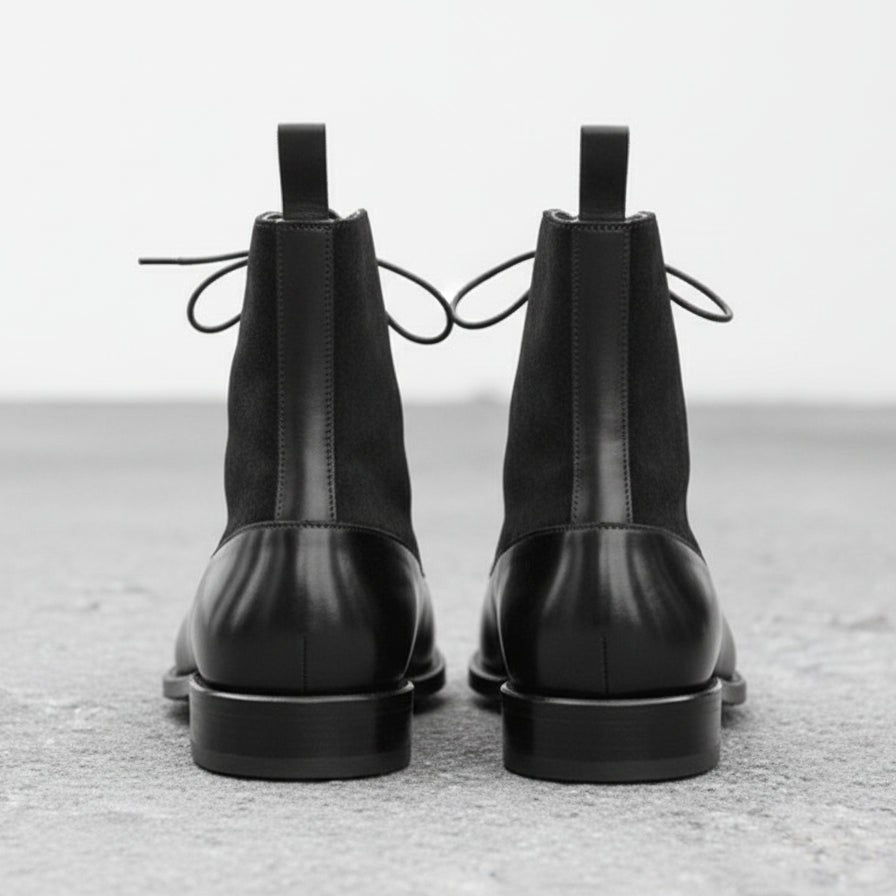 Handmade Men's Leather Suede Lace Up Brogue Dress Ankle Boots