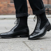 Handmade Men's Leather Suede Lace Up Brogue Dress Ankle Boots