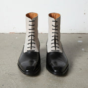 Handcrafted Men's Two-Tone Leather Ankle Boots
