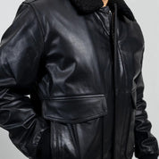 Gothic Men's Bomber Jacket, Black Naked Leather Bomber Jacket