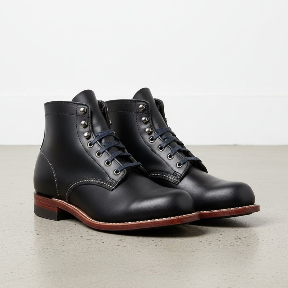 Handcrafted Men's Black Leather Ankle Boots