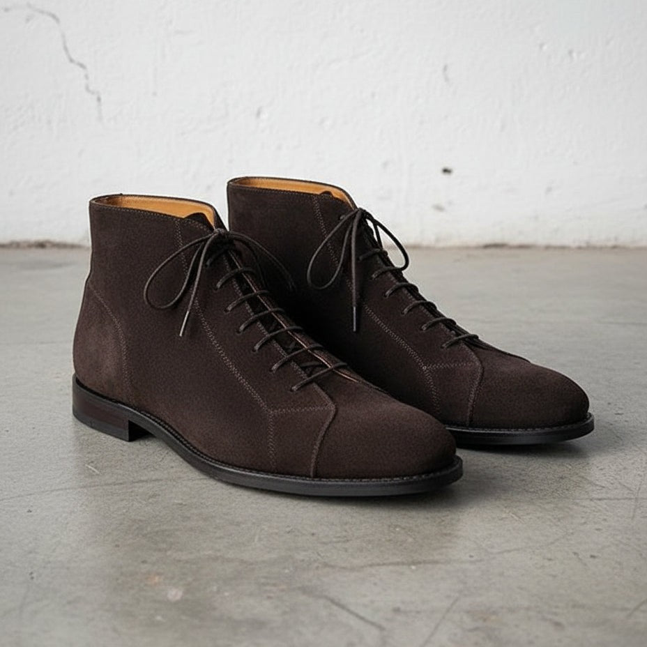 Handmade Men's Brown Suede Dress Boots, Men Brown Formal Boot, Ankle Boots