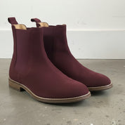 Handmade Men's Burgundy Suede Chelsea Ankle Boots