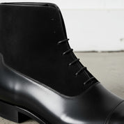 Handmade Men's Black Suede and Leather Lace-Up Ankle Boots