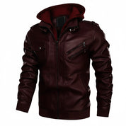 Men's Handmade Maroon Leather Fashion Jacket for Winter Wear