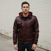 Men's Handmade Maroon Leather Fashion Jacket for Winter Wear