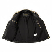 Women's Handmade Black Punk Studded Brando Biker Leather Jacket Women Studded Jacket