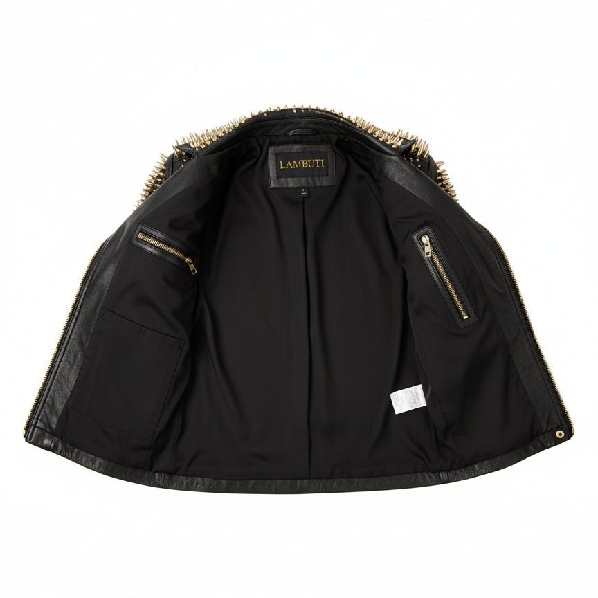 Women's Handmade Black Punk Studded Brando Biker Leather Jacket Women Studded Jacket