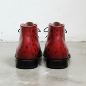 Handmade Men’s Red Leather Chukka Ankle Boots, Casual Style