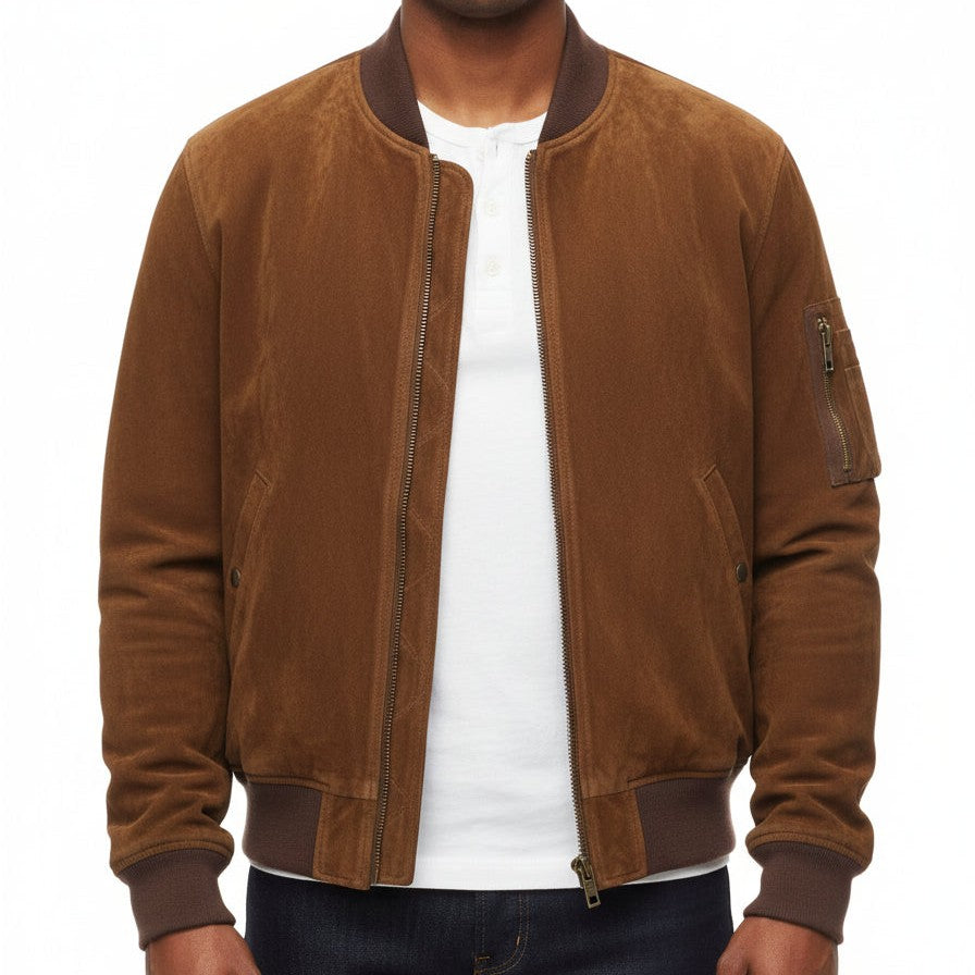 Men's Handmade Bomber Suede Jacket