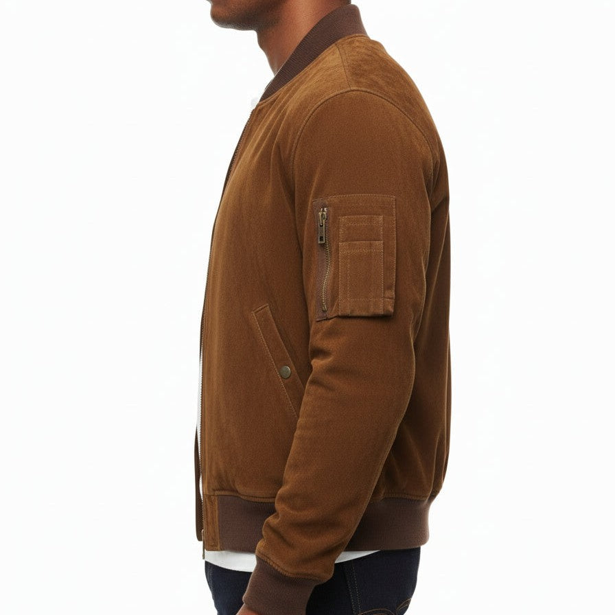 Men's Handmade Bomber Suede Jacket
