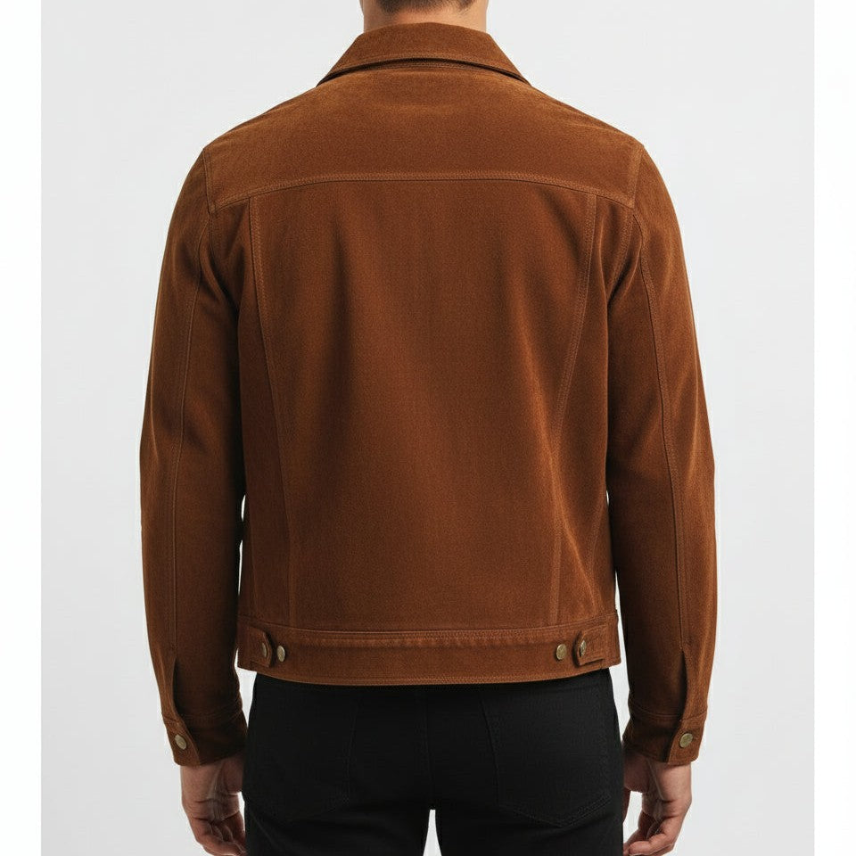 Men's Handmade Cropped Suede Shirt Jacket