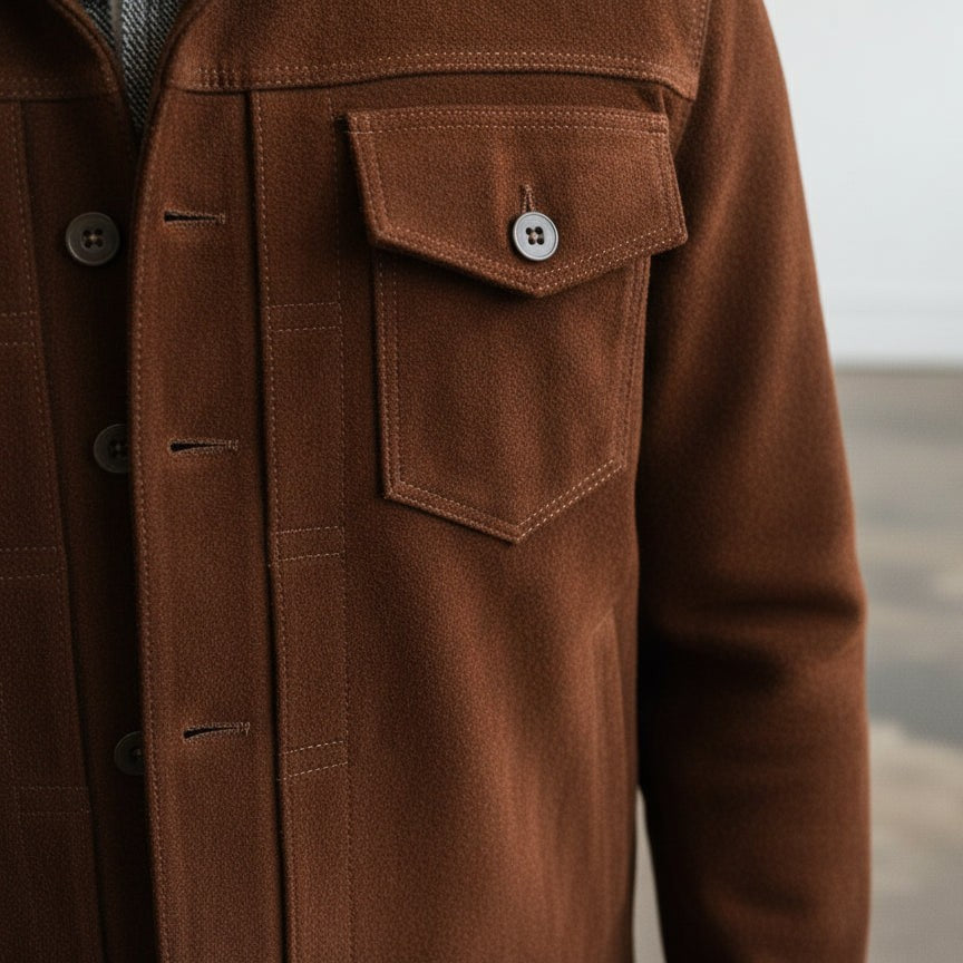 Men's Handmade Trucker Suede Jacket