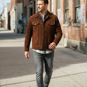 Men's Handmade Trucker Suede Jacket