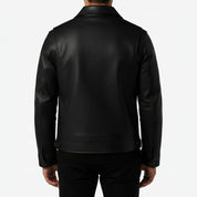 Handmade Men Black Sheep Leather Jacket, Men Motorcycle Jacket, Biker Jacket for Men