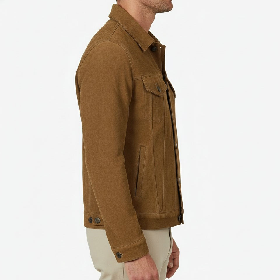 Men's Handmade Trucker Suede Jacket