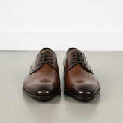 Handcrafted Men's Brown Derby Leather Shoes