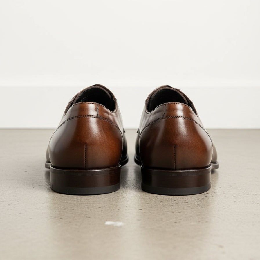 Handcrafted Men's Brown Derby Leather Shoes