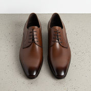Handcrafted Men's Brown Derby Leather Shoes