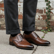 Handcrafted Men's Brown Derby Leather Shoes