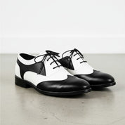 Handmade Mens Spectator Shoes, Men's Black and White Lace Up Shoes