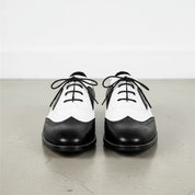Handmade Mens Spectator Shoes, Men's Black and White Lace Up Shoes