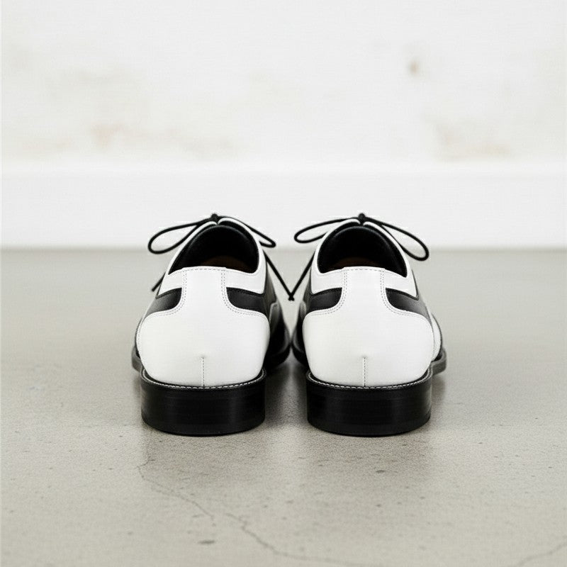Handmade Mens Spectator Shoes, Men's Black and White Lace Up Shoes