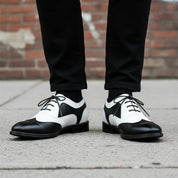Handmade Mens Spectator Shoes, Men's Black and White Lace Up Shoes
