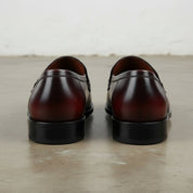 Men's Burgundy Fringe Handmade Leather Penny Loafers