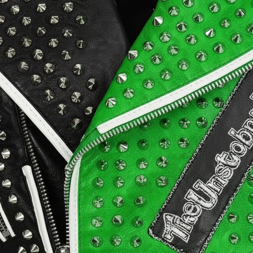Men's Studded Spiked Punk Rock Moto Leather Jacket