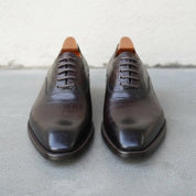 Handmade Men's Brown Crocodile Texture Oxford Shoes