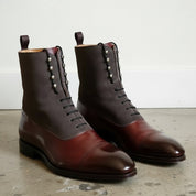 Handcrafted Men's Two-Tone Lace-Up Ankle Boots