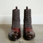 Handcrafted Men's Two-Tone Lace-Up Ankle Boots