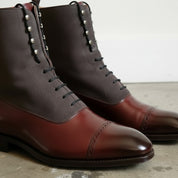 Handcrafted Men's Two-Tone Lace-Up Ankle Boots