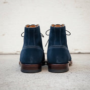 Handcrafted Men's Navy Blue Suede Lace-Up Ankle Boots
