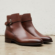 Men's Handmade Brown Leather Monk Strap Ankle Boots