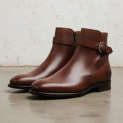 Men's Handmade Brown Leather Monk Strap Ankle Boots
