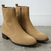 Men's Tan Suede Side Zipper Ankle Boots