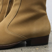 Men's Tan Suede Side Zipper Ankle Boots