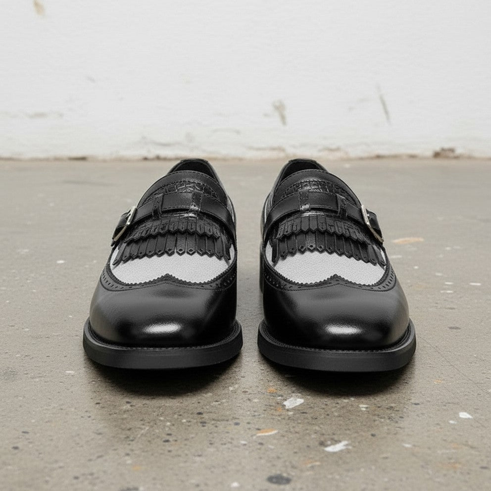 Handmade Men Spectators Shoes, Men Wingtips Fringe Leather Dress Shoes