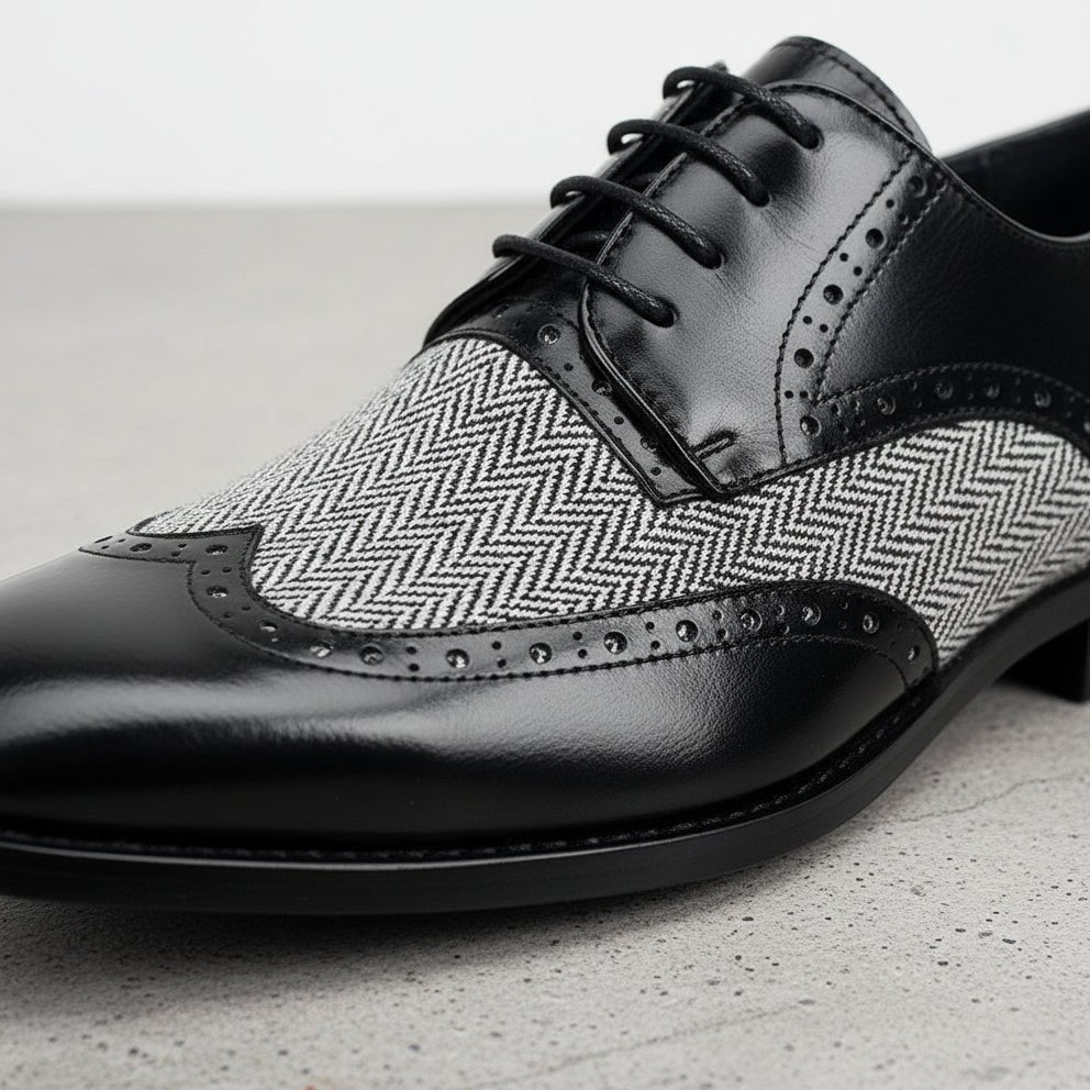 Handmade Men’s Two-Tone Wingtip Formal Dress Shoes