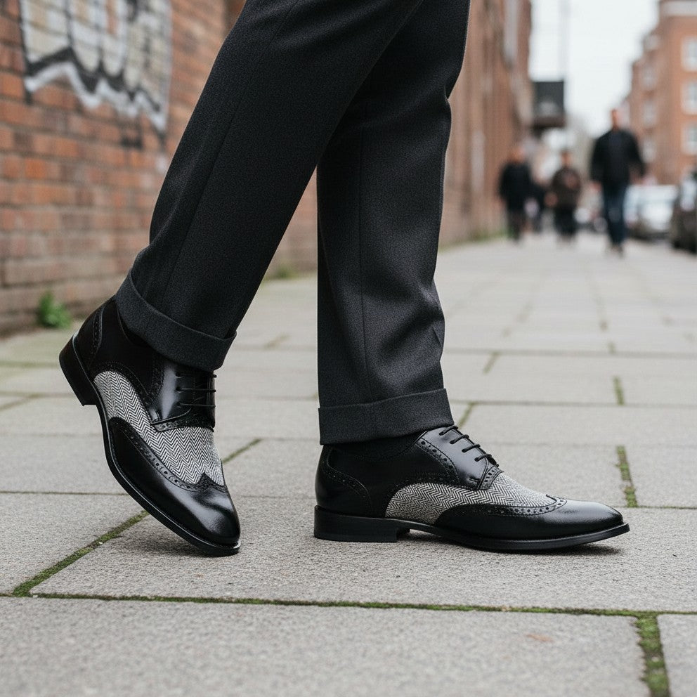 Handmade Men’s Two-Tone Wingtip Formal Dress Shoes