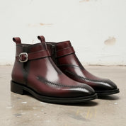 Handmade Men's Brown Leather Ankle Dress Boots