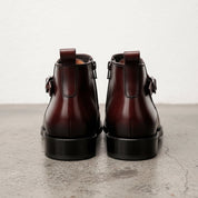 Handmade Men's Brown Leather Ankle Dress Boots
